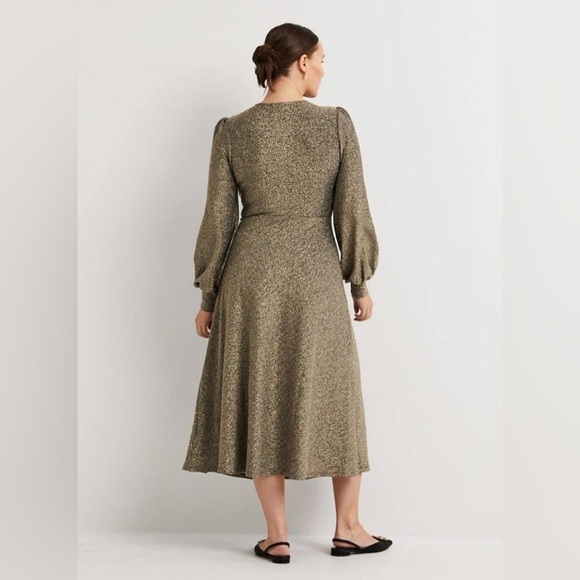 Boden metallic gold shimmer jersey midi dress size 10R New with tags. d0405 - Picture 4 of 6
